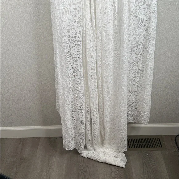 Lulus Shiori White Lace Bustier Basque Waist Strapless Maxi Dress Size XS New! - Picture 9 of 11